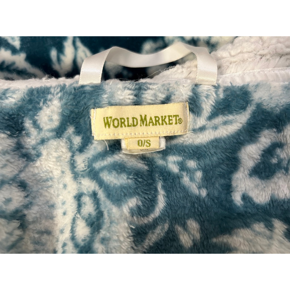 World Market Teal & White Floral Hooded Robe One Size - Picture 4 of 5